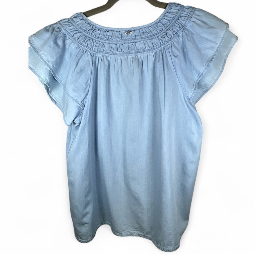 Sam Edelman Excellent Condition Tabitha Tie Keyhole Flutter Sleeve Top Size S - Picture 4 of 9